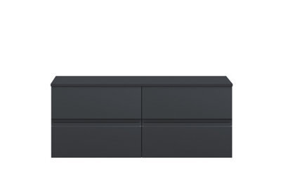 Hudson Reed Urban Soft Black Wall Hung 4 Drawer Vanity Unit And Worktop With Silent Close, 518 X 1205 X 390 - image 1