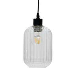 First Choice Lighting Batley Clear Ribbed Glass Easy Fit Pendant Shade - thumbnail 1