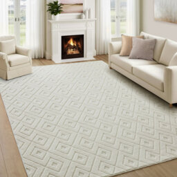 Bedlooms Cream High Low Pile Rug 200X290Cm, Soft Thick Piles, Zig Zag Pattern, Modern Area Rugs And Living Room Rug - thumbnail 9