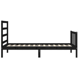 Berkfield Bed Frame With Headboard Black Small Single Solid Wood - thumbnail 7