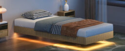Matteo Modern Floating Bed With Led Ambient Lighting And Integrated Charging - Oak Finish, 90 X 200 Cm - thumbnail 9
