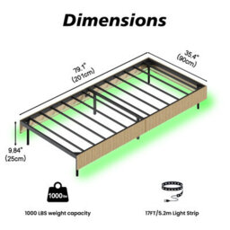Matteo Modern Floating Bed With Led Ambient Lighting And Integrated Charging - Oak Finish, 90 X 200 Cm - thumbnail 3