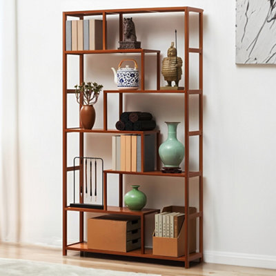 Thehotsale 7-Tier Wooden Freestanding Bookcase Brown - image 1