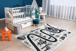 RugsX Carpet Fun Route For Children, Street, Animals Cream 160X220 Cm - thumbnail 4