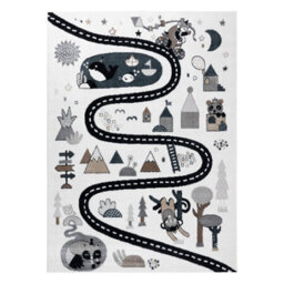 RugsX Carpet Fun Route For Children, Street, Animals Cream 160X220 Cm - thumbnail 2