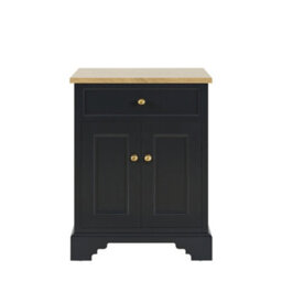 Homestylestore 645mm Black Grey And Oak Bathroom Vanity Unit With Gold Round Handles - thumbnail 2