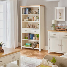 The Furniture Market Cotswold Cream Painted Large Wide 1 Drawer Adjustable 5 Shelf Bookcase - thumbnail 3