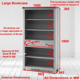 The Furniture Market Cotswold Cream Painted Large Wide 1 Drawer Adjustable 5 Shelf Bookcase - thumbnail 9