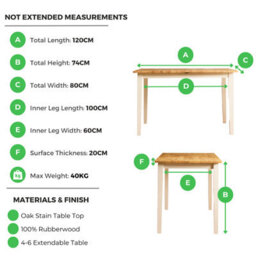 Furniturebox Uk Salcombe Oak And Cream Solid Wood Extendable Dining Table - thumbnail 8