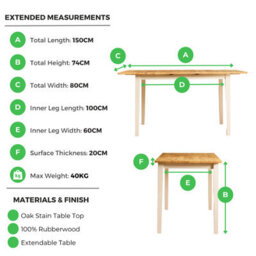 Furniturebox Uk Salcombe Oak And Cream Solid Wood Extendable Dining Table - thumbnail 9