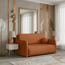 Viva Sun Iii Sofa Bed With Sleeping Function And Bedding Storage Metal Legs Chipboard Frame 150X103X85Cm Orange - thumbnail 2