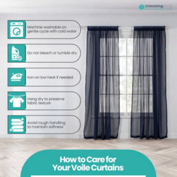 "Neel Blue Voile Curtains Slot Top, 2 Curtains, Navy Blue - 56"" Width X 90"" Drop" - thumbnail 3