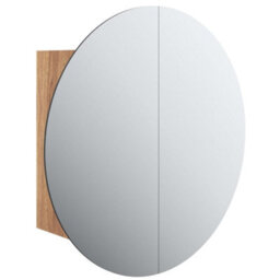 Walplus Bathroom Cabinet With Round Mirror&led Oak 40X40X17.5 Cm - thumbnail 2