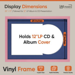 "AK Frames 25X17"" Pink Modern Vinyl Record Frame With Blue Mount For 12 Inch Lp Cover & Disc - Overlapped Design" - thumbnail 2