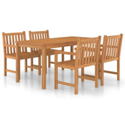 Berkfield 5 Piece Garden Dining Set Solid Teak Wood - thumbnail 2
