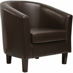 Modern Brown Faux Leather Club Tub Chair For Living Room