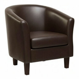 Modern Brown Faux Leather Club Tub Chair For Living Room - thumbnail 4