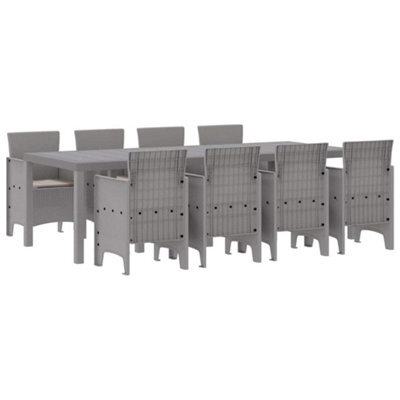 Berkfield Modern Garden Dining Set 9 Pcs White Polt Rattan