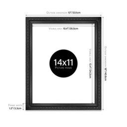 14X11 Black Ornate Picture Frame (35.6 X 27.9Cm) Poster, Photo, Artwork, Gallery Wall Or Print - thumbnail 2