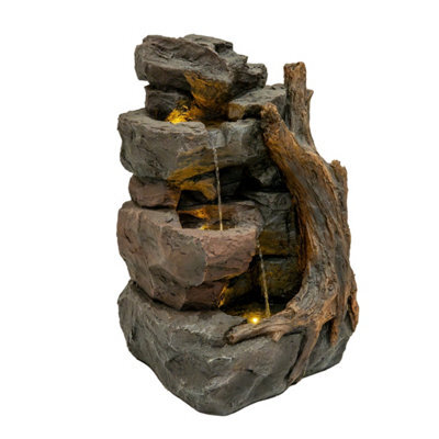 MonsterShop Outdoor Water Feature Garden Fountain Leds Plug-In Pump Willow Springs - image 1