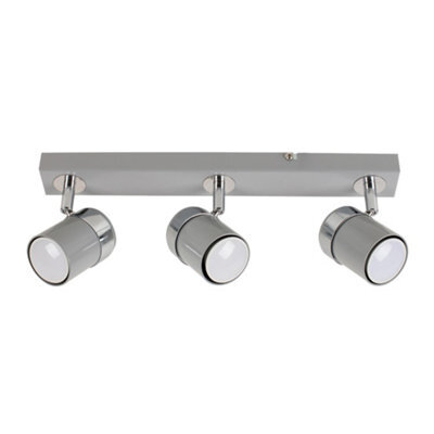 Valuelights Rosie 3 Way Adjustable Gloss Grey And Silver Chrome Straight Bar Ceiling Spotlight Fitting - image 1