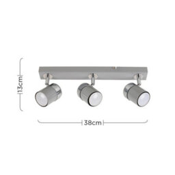 Valuelights Rosie 3 Way Adjustable Gloss Grey And Silver Chrome Straight Bar Ceiling Spotlight Fitting - thumbnail 9