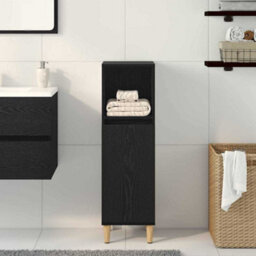 Berkfield Bathroom Cabinet Black Oak 30X30X100 Cm Engineered Wood - thumbnail 4