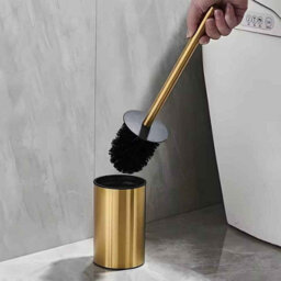 Golden Stainless Steel Toilet Brush With 304 Long Handle And Heavy Base
