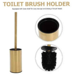 Golden Stainless Steel Toilet Brush With 304 Long Handle And Heavy Base - thumbnail 3