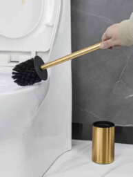 Golden Stainless Steel Toilet Brush With 304 Long Handle And Heavy Base - thumbnail 4