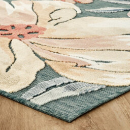 Gardenia Jasmine Indoor Outdoor Low Pile Area Rug Floral Design Blue 120 X 170 Cm - thumbnail 5