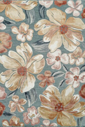 Gardenia Jasmine Indoor Outdoor Low Pile Area Rug Floral Design Blue 120 X 170 Cm - thumbnail 3