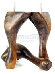 Queen Anne Wooden Legs Burnt Oak Wash 150mm High Set Of 4 Replacement Furniture Feet Chairs Sofas Footstools M8 (8mm) - thumbnail 4