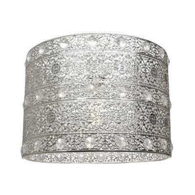 Happy Homewares Antique Silver Acrylic Gem Moroccan Style Chandelier Pendant Light Shade Fitting - image 1