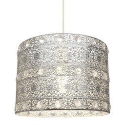 Happy Homewares Antique Silver Acrylic Gem Moroccan Style Chandelier Pendant Light Shade Fitting - thumbnail 3