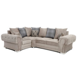 Furnishings For Less UK Milan 4 Seater L Shaped Corner Sofa Scatter Back Chesterfield Arms Mink Left Hand Facing - thumbnail 1