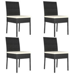 Vidaxl Garden Dining Chairs 4 Pcs Poly Rattan Black - thumbnail 1