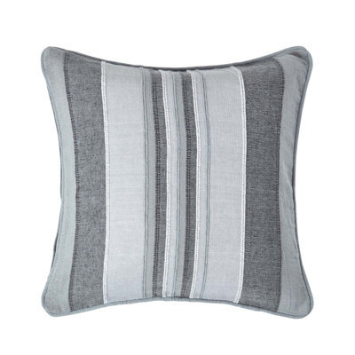 Homescapes Cotton Striped Grey Cushion Cover Morocco , 45 X 45 Cm - image 1
