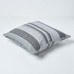 Homescapes Cotton Striped Grey Cushion Cover Morocco , 45 X 45 Cm - thumbnail 3