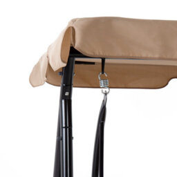 Charles Bentley 3 Seater Premium Outdoor Swing Seat Bench Chair W/ Beige Canopy - thumbnail 8