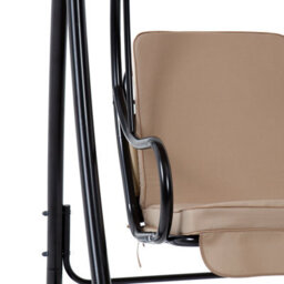 Charles Bentley 3 Seater Premium Outdoor Swing Seat Bench Chair W/ Beige Canopy - thumbnail 7
