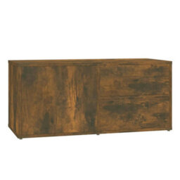 Berkfield Tv Cabinet Smoked Oak 80X34X36 Cm Engineered Wood - thumbnail 2