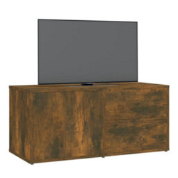 Berkfield Tv Cabinet Smoked Oak 80X34X36 Cm Engineered Wood - thumbnail 4