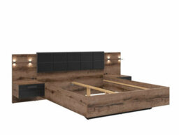 Impact Furniture Luxury King Size Bedroom Furniture Set With Sliding Wardrobe Usb Charger Led Light Bed Frame Bedside Oak Black Kassel - thumbnail 3