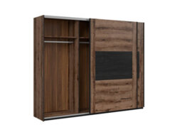 Impact Furniture Luxury King Size Bedroom Furniture Set With Sliding Wardrobe Usb Charger Led Light Bed Frame Bedside Oak Black Kassel - thumbnail 6