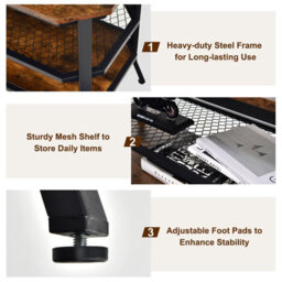 "Costway 3-Tier Tv Stand For Tvs Up To 46"" Industrial Console Table Entertainment Center" - thumbnail 6