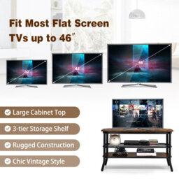 "Costway 3-Tier Tv Stand For Tvs Up To 46"" Industrial Console Table Entertainment Center" - thumbnail 4