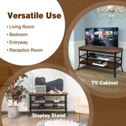 "Costway 3-Tier Tv Stand For Tvs Up To 46"" Industrial Console Table Entertainment Center" - thumbnail 2