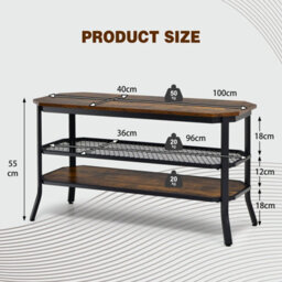 "Costway 3-Tier Tv Stand For Tvs Up To 46"" Industrial Console Table Entertainment Center" - thumbnail 3