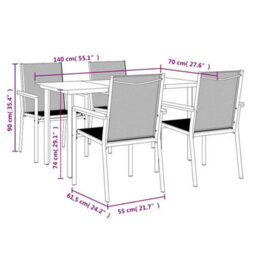 Walplus 5 Piece Garden Dining Set Black Textilene And Steel - thumbnail 9